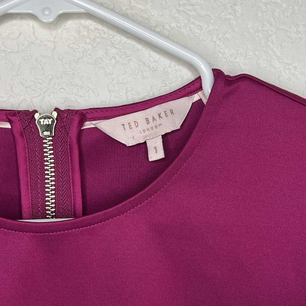 Ted Baker Luuciee Fit Flare Ruffle Scuba Dress Barbiecore Valentines Size 1 XS - Picture 11 of 12